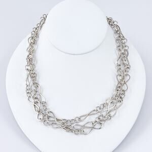 Vintage Sterling Silver 925 Infinity Link Chain Necklace 55”